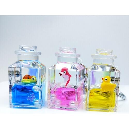 Liquid Float Animal Fun Keyring Unicorn Penguin Tortoise Glitter Quicksand Keychain Backpack Pendant Couples Women Key Chain