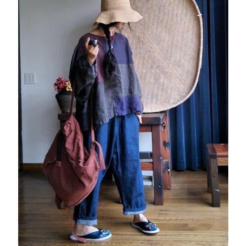 Women Linen Denim Pants Ladies Loose Solid Color Vintage Denim Trousers Female Flax Denim Pants 2018 Autumn