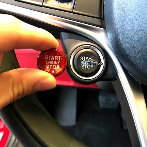 Carmonsons for Alfa Romeo Stelvio Giulia Carbon Fiber Engine Start Stop Button Trim Cover Stickers Accessories Car Styling