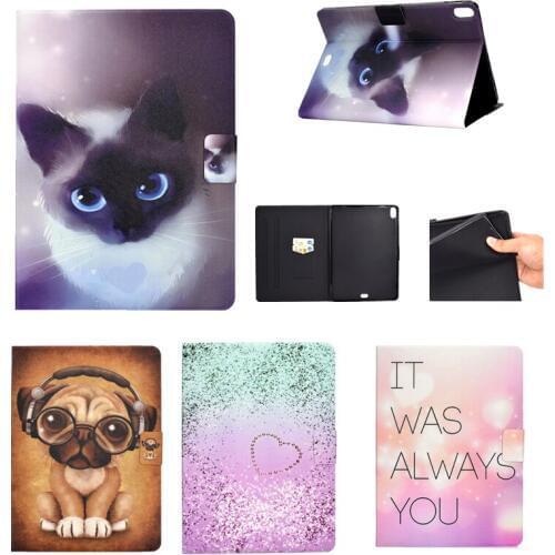 Dog Cat Cartoon Pattern Case For Apple iPad Pro 11 inch (2018) Flip Covers Stand soft Fashion PU Leather case with Card Slot