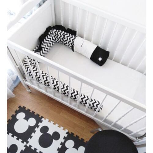 200cm Zebra Cylindrical Baby Crib Bumper Kids Bed Baby Cot Protector Baby Room Decor