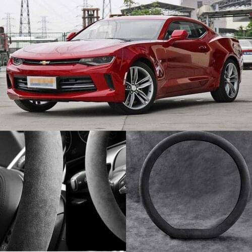For Chevrolet Camaro Car Steering Wheel Cover Black Alcantara Suede Car Accessories