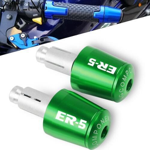 For Kawasaki ER-5 ER5 2004-2005 04 05 Motorcycle Accessories 7/8" 22MM Handlebar Hand Grips Handle Bar End Cap With ER-5 LOGO