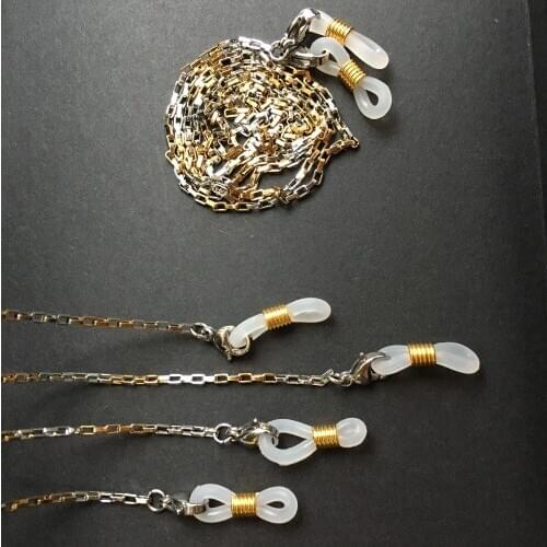 Bi-color gold electro plated eyeglass stainless steel necklace chains sunglass holder two tone color eyewear accessories