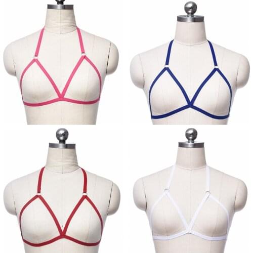 Fetish Multicolor Punk Body Harness Bondage Soft Elastic Harness Lingerie Harajuku Goth Halloween Dance Bra