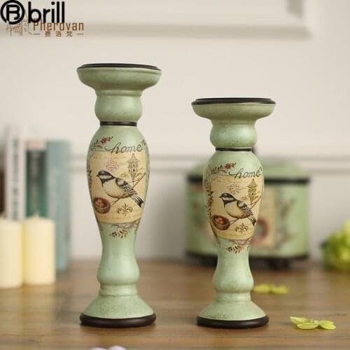 American Style Ceramic Candlestick Retro Candle Holder Vintage Candles Home Decoration Candelabros Decorativos De Velas Vase