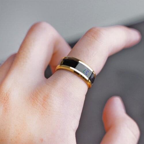 Smart Sensor Body Temperature Ring Stainless Steel Fashion Display Real-time Temperature Test Finger Ring