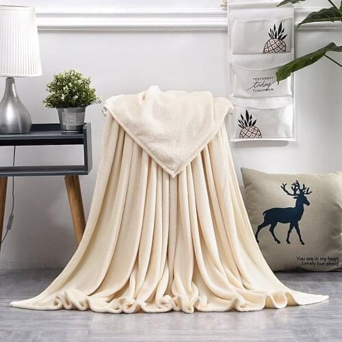 Coral Fleece Blanket For Bed Solid Color Soft Warm Bedspread Flannel Sofa Cover Winter Blanket Throw On Sofa Bed Home Decoration