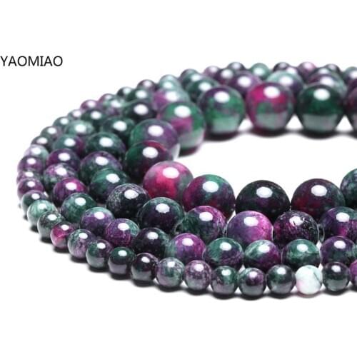 Wholesale Round Dragon Blood jade Tourmaline Stone Beads 15'' Strand DIY Bracelet 6-12mm For Jewelry Making Beads Accessories