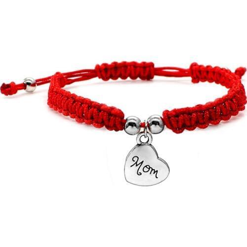 LNRRABC Knit 1PC New Red Rope Gifts Lucky Mom Adjustable Drop Shipping Bracelet Heart Family Bless Exquisite Bracelets