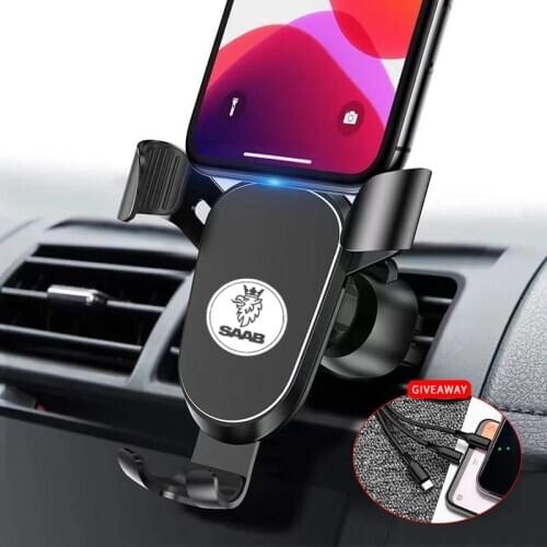Metal Phone Holder Car Navigation Mobile Phone Holder Bracket Support For saab 9-3 9-5 93 95 900 9000 Car Logo Auto Accessories