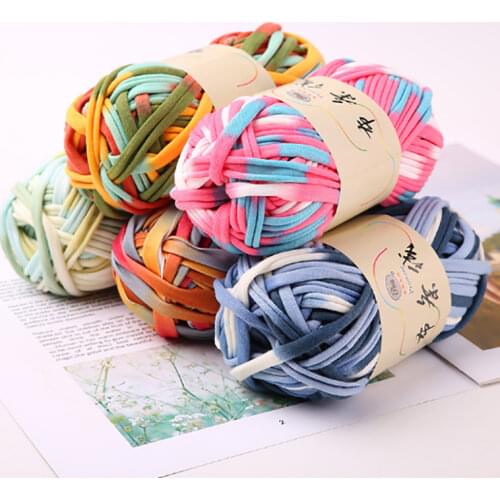 Fancy cloth yarn for handmade crochet bag soft cotton blended yarn for hand knitting blanket cushion 2cm 30m