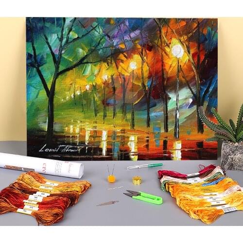 Naked Tree Printed Fabric 11CT Cross-Stitch Embroidery Kit DMC Threads Handicraft Craft Sewing Painting Stamped Magic