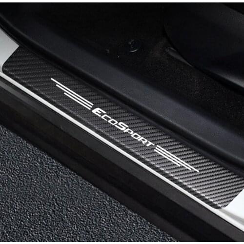4PCS Car Door Sill Stickers For Ford Ecosport Auto Carbon Fiber Anti Scratch Protector Decal Scuff Plate Car Tuning Accessories