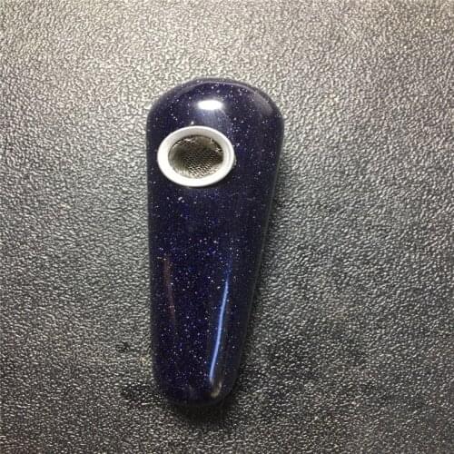 Natural blue sand stone, round crystal pipe quartz point pipe, smoking device