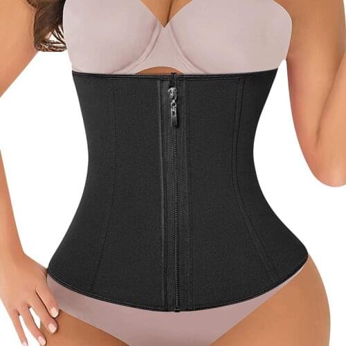 Neopren Waist Trainer for Women Workout Plus Size Trimmer Belt Sauna Sweat Corset Cincher with Zipper Slimming Body Shaper