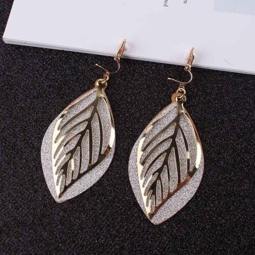 2018 New Arrival punk Fashion metal leaf Party Big Clip on Earrings Without Piercing for Women Party Charm No Hole Ear Clip