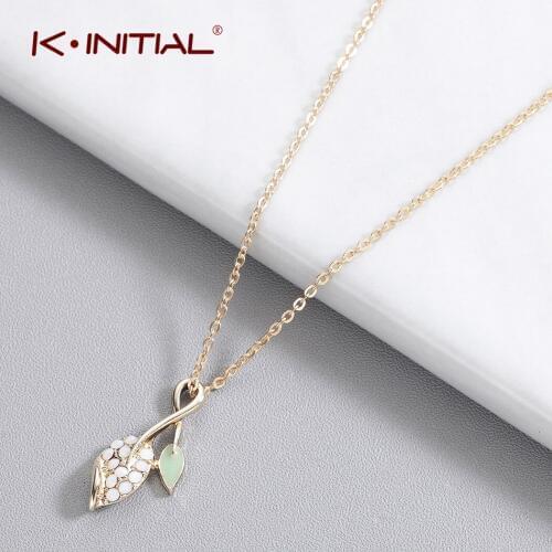 Kinitial New Green Tree Leaves Necklaces for Women Cute Leaf Pendant Necklace for Women Statement Chain Necklace Jewelry Collar