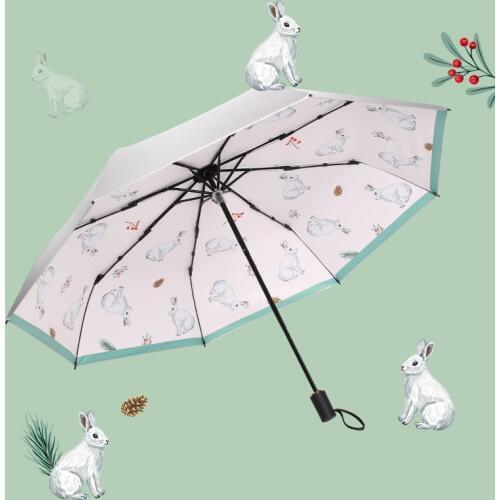 New Full-automatic Sunny Umbrella Dual-use Female Cute Small Portable Folding Sunshade Sunscreen Anti-ultraviolet Sun Umbrella