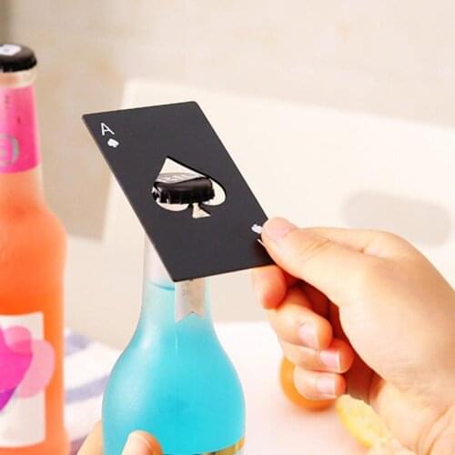 Poker Shaped Bottle Can OpenerCredit Card Casino Bottle Opener Black Poker Card Spades Personalized Stainless Steel Bar Tool