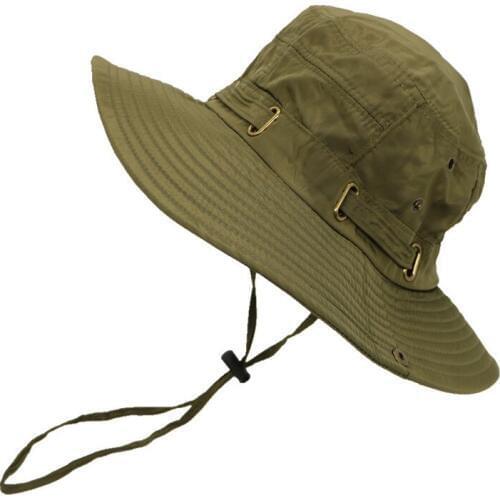 Summer unisex cotton large brim sun beach hat solid bucket hats