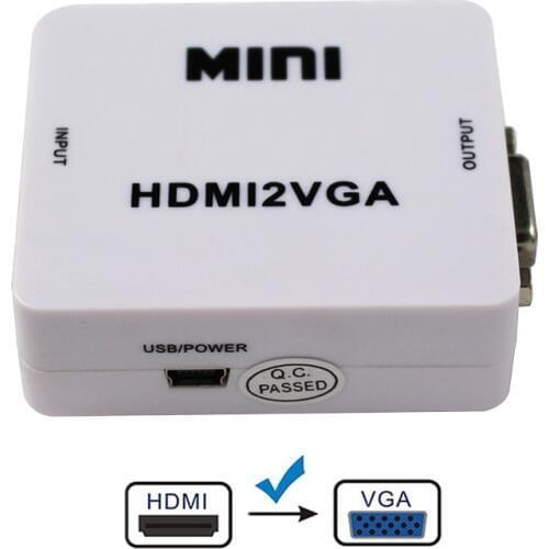 HDMI to VGA Adapter Converter with VGA and Audio Output Use USB Cable for Power Supply HDMI VGA Female to Female Converter