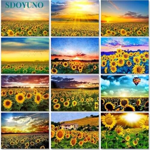 PhotoCustom Oil Painting By Numbers For Adults Flowers Scenery 60x75cm DIY Paint By Numbers On Canvas Landscape Frame Home Decor