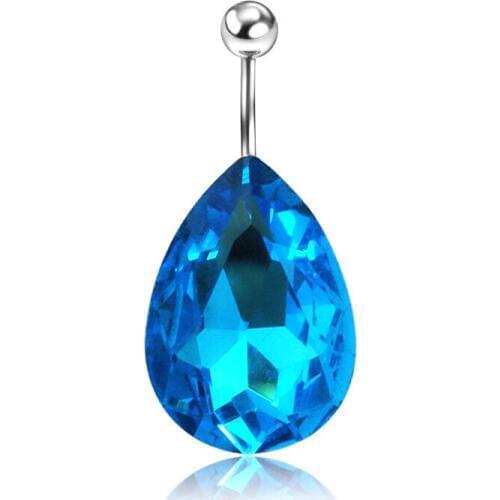 Sexy Piercing Navel Belly Button Rings Body Jewelry For Women Silved Plated Zircon Water Drop Navel Piercing Bell Button Rings