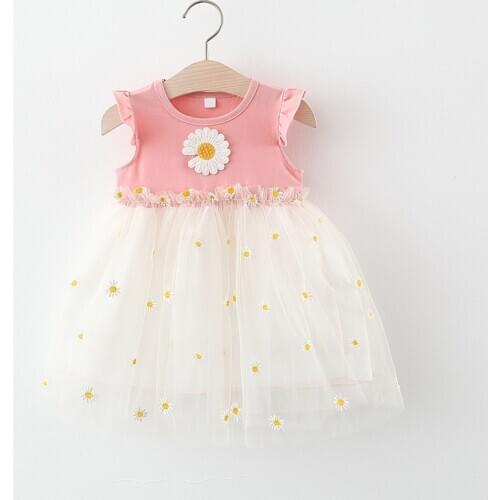 1 Year Birthday Party Dress 2020 New Summer Baby Girls Dress Daisy Flower Cute Infant Clothes Mesh Newborns Princess Costume