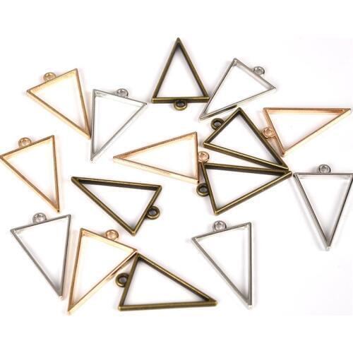 10pcs 25x39mm Triangle Open Back Bezel Hollow Blank Pendant Charm Pressed Flower Resin Blank Frames Pendants Jewelry Making DIY