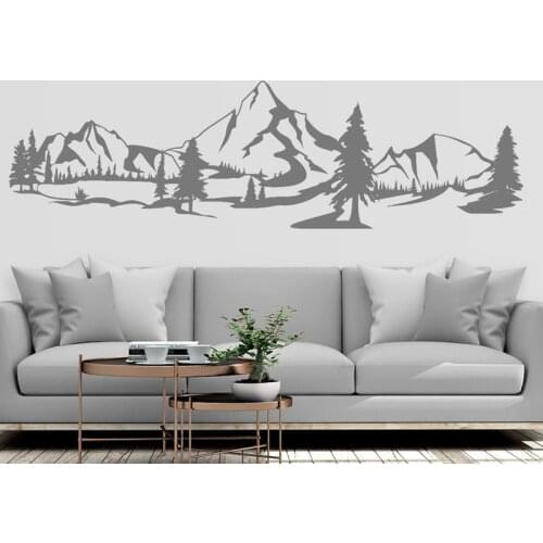 Nature Mountains Wall Decal Mountain Wall Sticker Pine Trees Mountains Wall Decal Adventure Wall Decor 2188