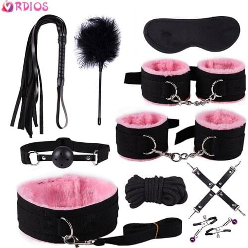 Sex Toys For Woman Adult Erotic Accessories BDSM Sex Bondage Set Handcuffs For Sex Games Nipple Clamps Whip Spank Sex Products