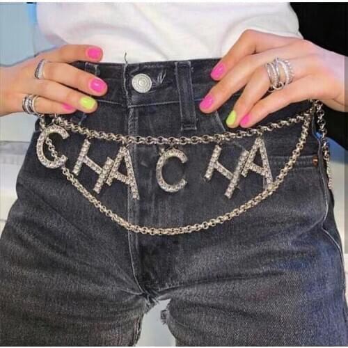 Rhinestone Letter Statement Waist Chain Women Fashion Show Party Night Club Belly Chain Girls Waist Belt Body Chain Jewelry 2021