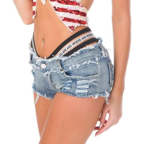 Jeans Super Sexy Tight 2021 Disco night club Denim Micro Mini Shorts Crotch Thong Detail for female string 653