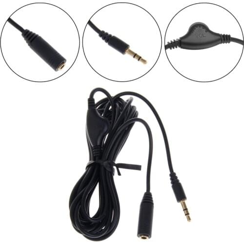 3M 3.5mm M/F Stereo Audio Headphone Aux Extension Cord Cable With Volume Control