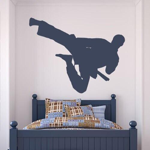 Korean Martial Art Vinyl Wall Sticker Taekwon-do Club Murals Karate Kick Wall Decal Popular Sports Poster Boys Room Decor AZ428