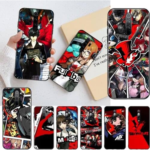 YJZFDYRM Persona 5 black Phone Case Hull for Redmi Note 9 8 8T 8A 7 6 6A Go Pro Max Redmi 9 K20