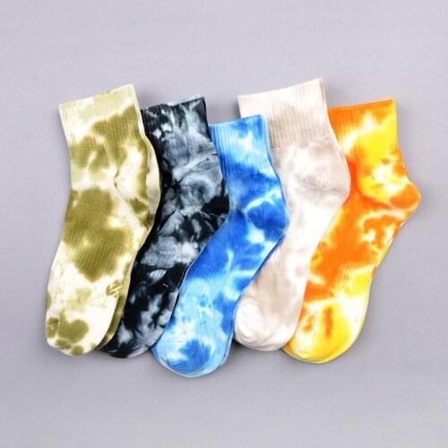 2021 Fahion Cotton Skate Socks Funny Cycling Running Hiking Tie Dye Sox harajuku hip hop happy socks Women Basketball Long Socks