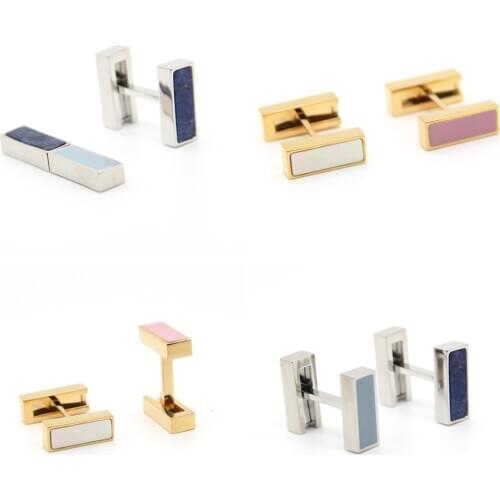 5pairs/lot Creative Foldable Pearl Shell Cufflinks Double Sides Used Seashell Cuff Link Business Style Mens Jewelry Accessory