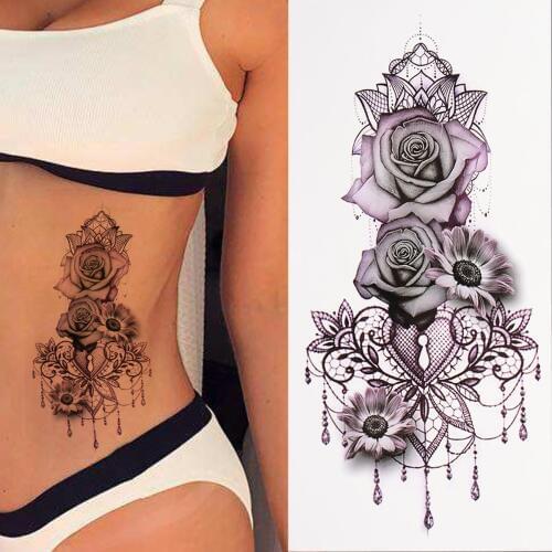 Womens Removable Waterproof Temporary Flower Tattoo Stickers Body Art Arm Legs Charming Body Art