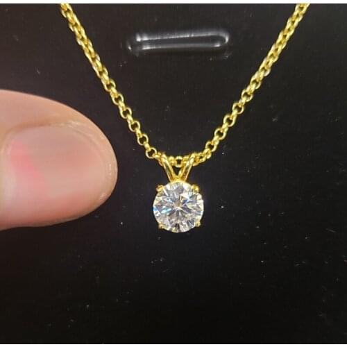Moissanite Wedding Necklace Real 1 Carat D Color Pendant For Women 18K Gold Plated Top Quality 925 Sterling Silver Fine Jewelry