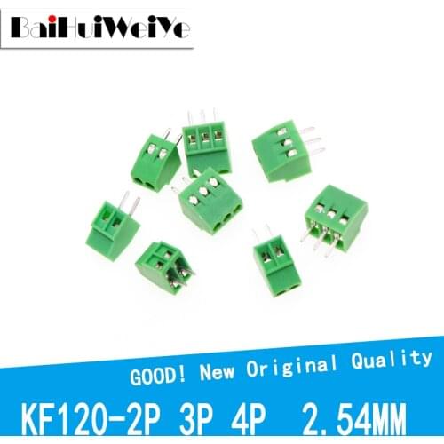 10PCS/LOT DG308 KF120 2.54MM 2P 3P 4PIN Straight PCB Screw Terminal Block Connector Straight Pin Terminals GREEN