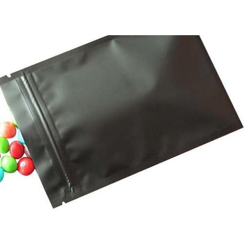 100pcs Small Matt Black Aluminum Foil Ziplock Bag Flat Bottom Metallic Mylar Black Zip Bag Herbal Fidget Spinner Bag