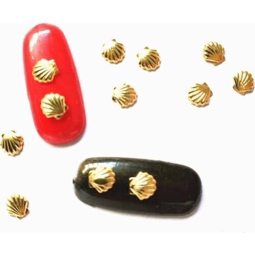 100Pcs Shell Nail Charms Decorations Metal Alloy 3D Nail Art Accessories Sea Bling Nailart Tips Supplies Summer Manicure Design
