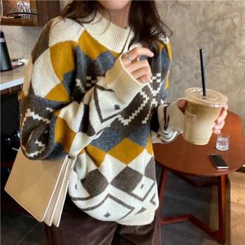 2021 Autumn and Winter Clothes Thick Loose Pullover Womens Sweater Casual Knitwear Jumper Fashion Sweater Warm Pull Femme 16473