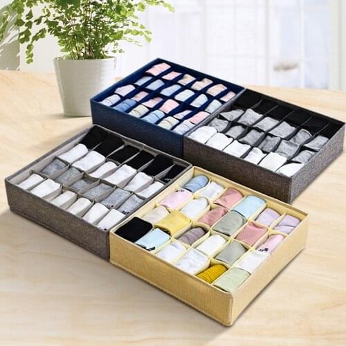 24 Girds Non-woven Underwear Organizer Storage Box Foldable Ties Socks Bra Drawer Closet Organizer Separator Storage Container