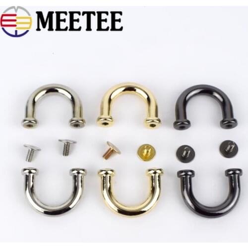 5/10pcs 15x20mm Metal Buckle U Rings For Handbag Connector Bag Arch Bridge Screw DIY Handbags Strap Hangers Hardware Accessories