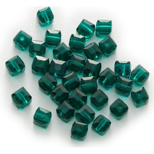50 Piece Peacock Green Cut Faceted Crystal Glass Cube Spacer Beads DIY Jewelry Making 4-8mm
