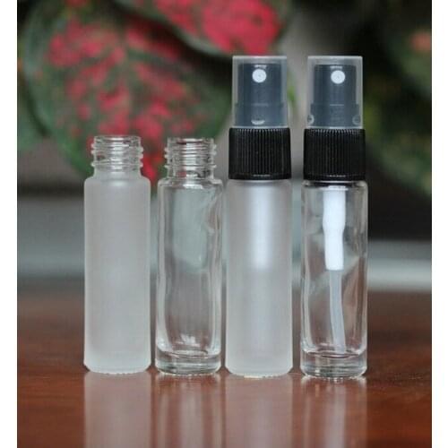 600Pcs 10ml Atomizer Perfume Bottle Liquid Tonic For Travel Clear Glass Empty Mist Spray Container Thick Transparent /frosted