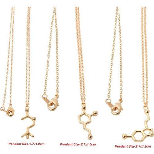 1Pc New Fashion Acetylcholine Dopamine Molecular Necklace Molecule Science Chemical Jewelry Eternal Memory Necklace Birthday